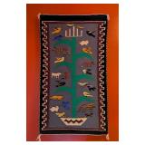 ML - Handwoven Wool Textile Wall Hanging with Animal and Bird Motifs