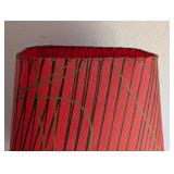 UL - Mid Century Modern Table Lamp with Red Shade and Black Gold Ceramic Base