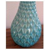 UL - Pair of Tall Teal Ceramic Table Lamps with Shades