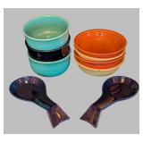 K - Assorted Fiesta Bowls and Blue Spoon Rests Set