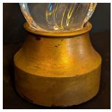 ML - Vintage Torch of Strength Style Crystal Sculpture with Gold Painted Base