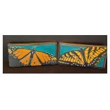 ML - Pair of Motawi Tileworks Monarch Butterfly Art Tiles