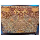 ML - Decorative Wooden Empire Style Armchair with Peacock Pattern Upholstery and Ornate Accents