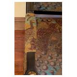 ML - Decorative Wooden Empire Style Armchair with Peacock Pattern Upholstery and Ornate Accents