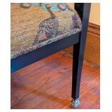 ML - Decorative Wooden Empire Style Armchair with Peacock Pattern Upholstery and Ornate Accents