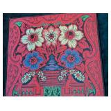 ML - Large Framed Embroidered Anatolian or Turkish Textile with Floral and Architectural Motif