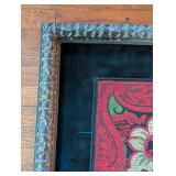 ML - Large Framed Embroidered Anatolian or Turkish Textile with Floral and Architectural Motif