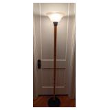 ML - 69-Inch Floor Lamp with Wood Post and Frosted Glass Shade