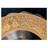 ML - Vintage Ornate Glass Cake Plate with Gold Etched Border