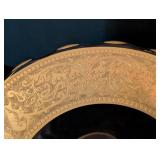 ML - Vintage Ornate Glass Cake Plate with Gold Etched Border