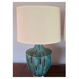 UL - Pair of 26" Ceramic Table Lamps with Blue Glaze and Cutout Design