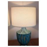 UL - Pair of 26" Ceramic Table Lamps with Blue Glaze and Cutout Design