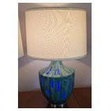 UL - Pair of 26" Ceramic Table Lamps with Blue Glaze and Cutout Design