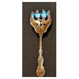 ML - Antique Sterling Silver Ornate Cold Meat Fork