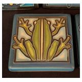 ML - Set of 5 Motawi Tileworks 4x4 Ceramic Art Tiles - Frog, Bee, Dragonfly, Geometric