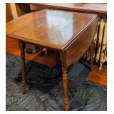 K - Vintage  Wooden Drop-Leaf Table with Turned Legs