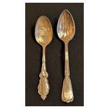 ML - Pair of Sterling Silver Collector Spoons with Ornate Handles