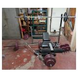 LL - Weight Bench with Adjustable Barbell, Curl Bar, Dumbbells, and Weight Plates Set