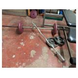 LL - Weight Bench with Adjustable Barbell, Curl Bar, Dumbbells, and Weight Plates Set