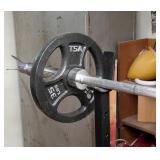 LL - Weight Bench with Adjustable Barbell, Curl Bar, Dumbbells, and Weight Plates Set