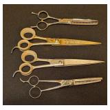 K - Set of 4 Rose Line Stainless Dog Grooming Scissors and Shears