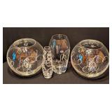 ML - Collection of 4 Mikasa Glass Vases with Etched Swirl Designs