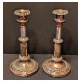 ML - Pair of Vintage Silver Plated Telescoping Candleholders, 7-9 Inch Adjustable Height