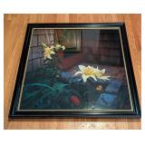 UL - Large Framed Photograph of Yellow Lilies 33.5 x 33.5 Inches
