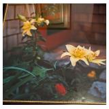 UL - Large Framed Photograph of Yellow Lilies 33.5 x 33.5 Inches