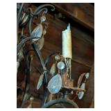 G - Vintage Wrought Iron Chandelier with Crystal Prisms