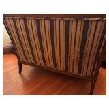 ML - Antique Settee with Elephant Needlepoint Backrest and Carved Accents