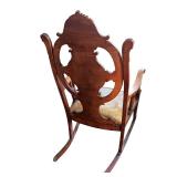 LR - Antique Victorian Art Nouveau Mahogany Rocking Chair, 1900s