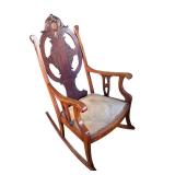 LR - Antique Victorian Art Nouveau Mahogany Rocking Chair, 1900s