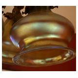 DR - Amazing Vintage Ceiling Light Fixture with Iridescent Glass Shades