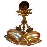 DR - Amazing Vintage Ceiling Light Fixture with Iridescent Glass Shades