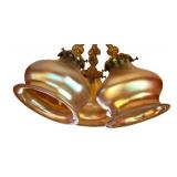 DR - Amazing Vintage Ceiling Light Fixture with Iridescent Glass Shades