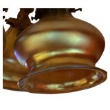 DR - Amazing Vintage Ceiling Light Fixture with Iridescent Glass Shades