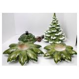 Vintage Ceramic Christmas Tree with Music Box "White Christmas"