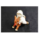 Set of 4 Christmas Snowbabies Figurines with Rudolph Accent