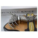 Stainless Steel Decorative Skull Hunting Knife with Wall Plaque - Boxed