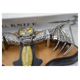 Stainless Steel Decorative Skull Hunting Knife with Wall Plaque - Boxed