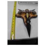 Stainless Steel Decorative Skull Hunting Knife with Wall Plaque - Boxed