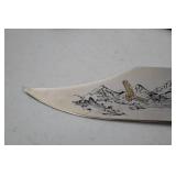 Collector Bowie Knife with Eagle Engraving, Gold Guard, and Sheath