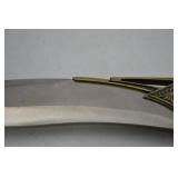 Decorative Fixed Blade Knife with Etched Brass Eagle Pommel and Sheath