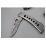 Collection of Themed Folding Pocket Knives with Case and Sheath