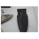 Collection of Themed Folding Pocket Knives with Case and Sheath