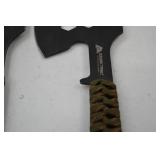 Hand tool lot: Gorilla Gear and Ozark Trail hatchets, multi-function axes