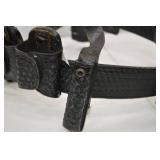 Vintage Black Leather Police Duty Belt with Multiple Pouches and Holsters
