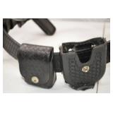 Vintage Black Leather Police Duty Belt with Multiple Pouches and Holsters
