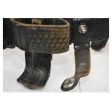 Vintage Black Leather Police Duty Belt with Multiple Pouches and Holsters